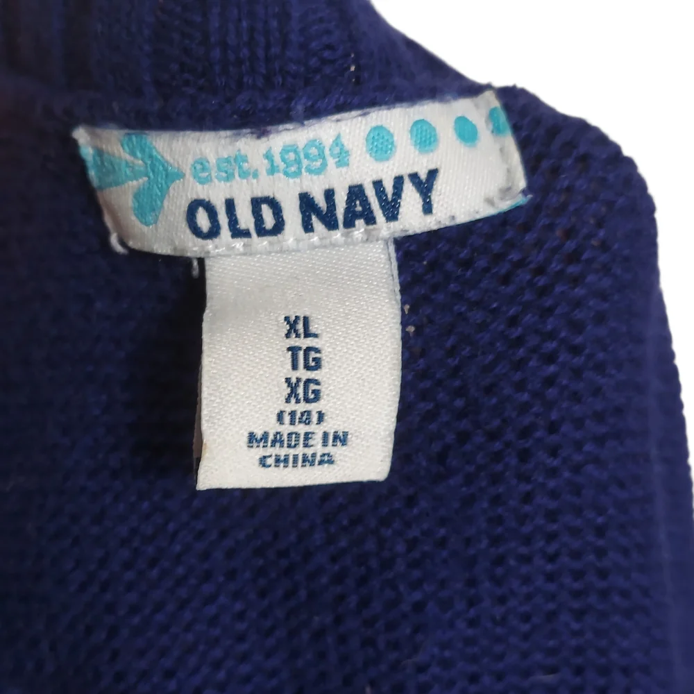 Old Navy Navy Blue Sweater with White & Light Blue Reindeer